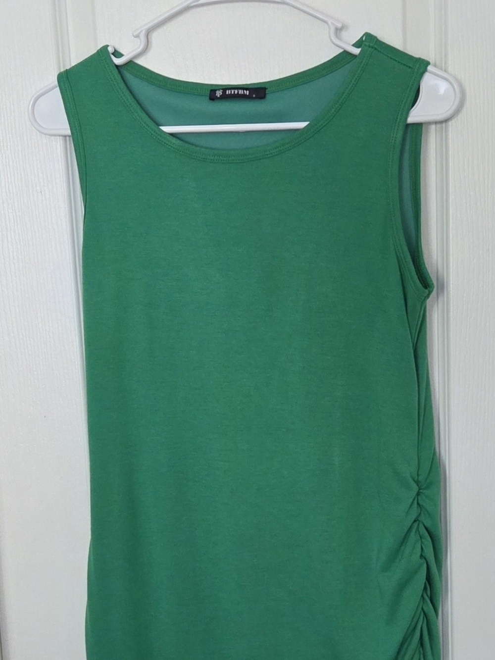 BTFBM Emerald Green Ruched Side Tank Top Dress